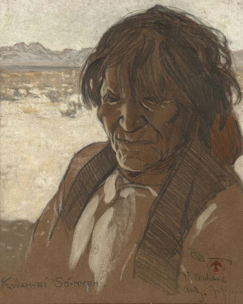 Kwah-Ri-So-Nyeh, Portrait of an Indian man, July 1900 art print by Maynard Dixon for $57.95 CAD
