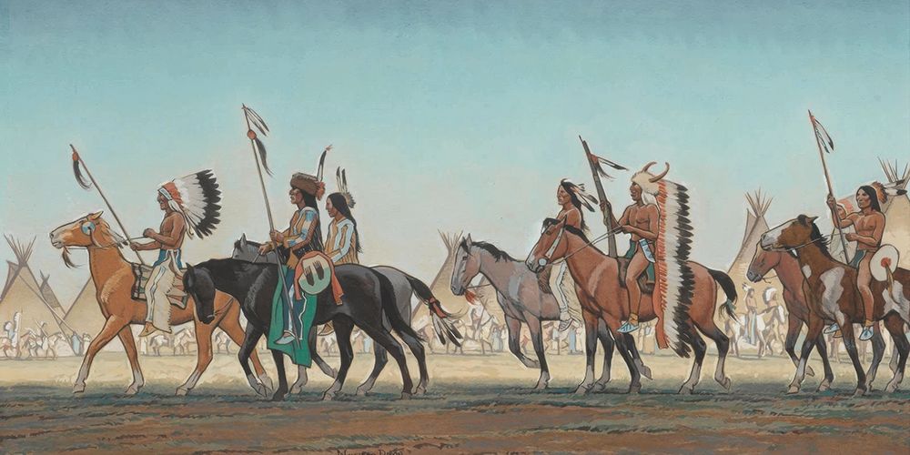 Parade of Warriors 1943 art print by Maynard Dixon for $57.95 CAD