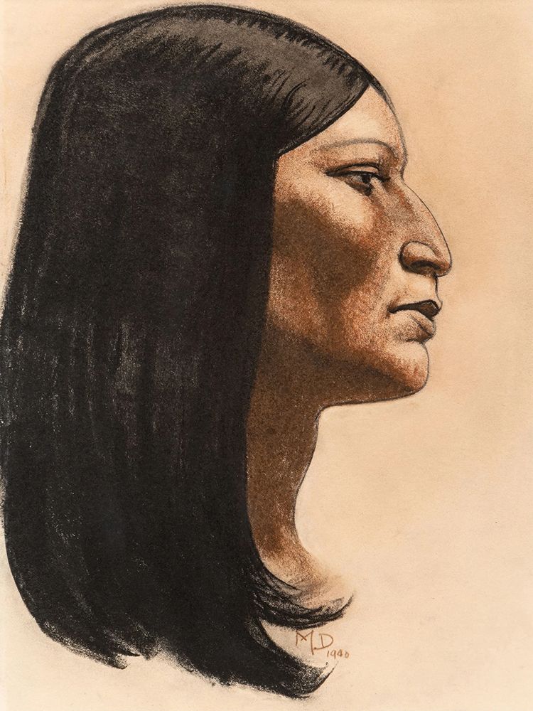 Portrait of a Native American 1940 art print by Maynard Dixon for $57.95 CAD
