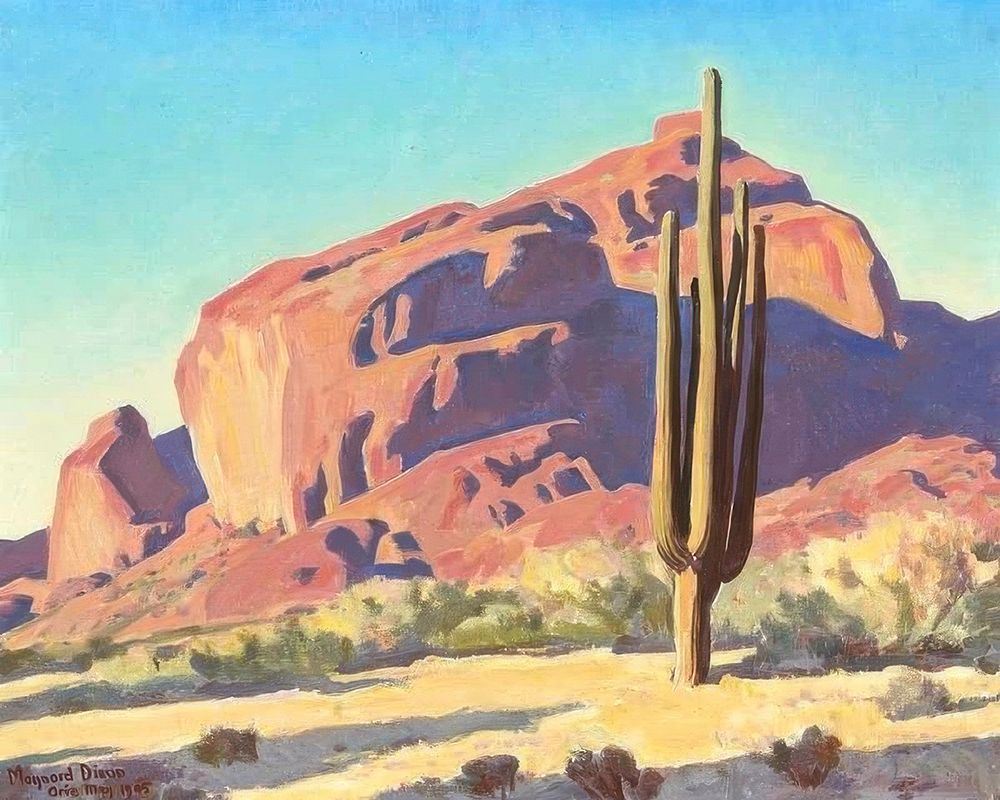 Red Rocks and Cactus 1945 art print by Maynard Dixon for $57.95 CAD