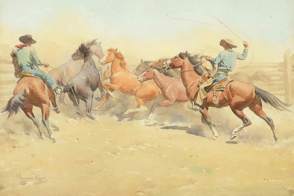 Roping Horses 1945 art print by Maynard Dixon for $57.95 CAD
