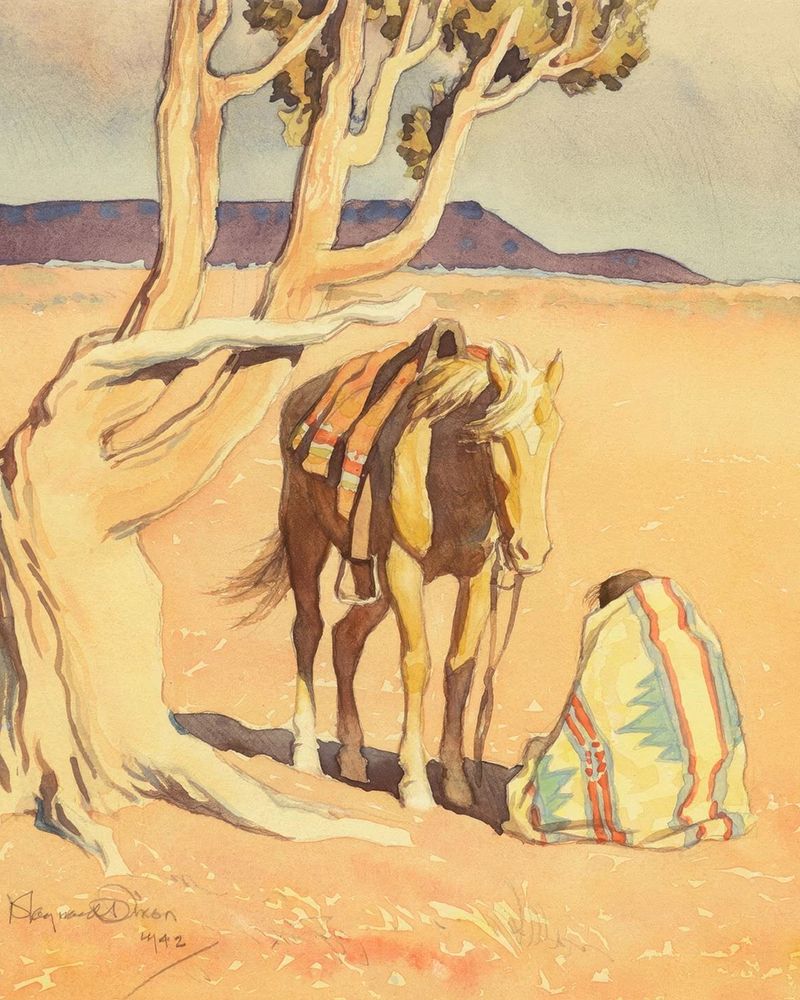 Seated Indian with Horse 1942 art print by Maynard Dixon for $57.95 CAD