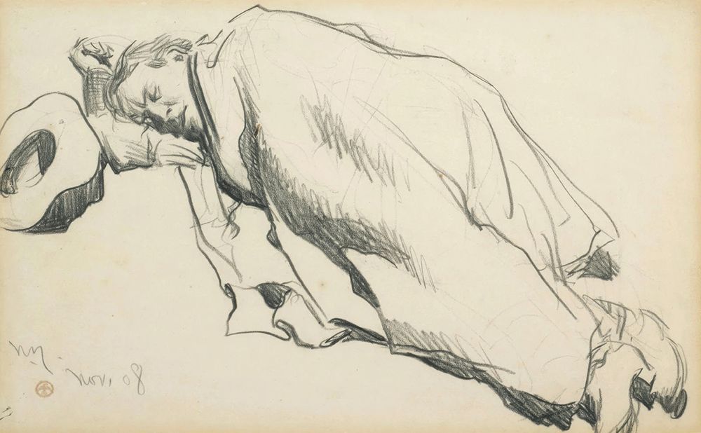 Sleeping Cowboy 1908 art print by Maynard Dixon for $57.95 CAD