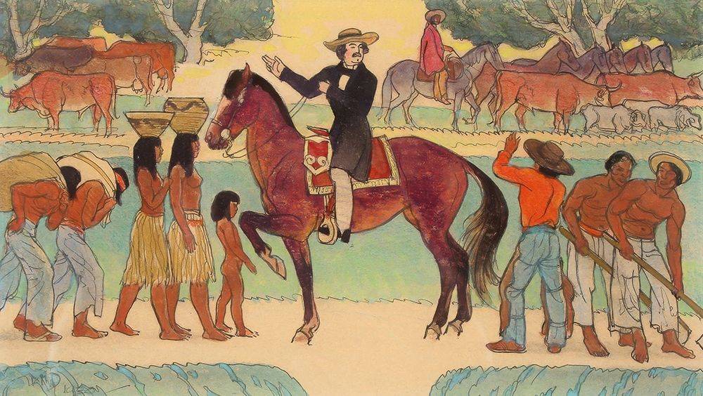 The California Gold Rush - General Sutter, ca 1930 art print by Maynard Dixon for $57.95 CAD