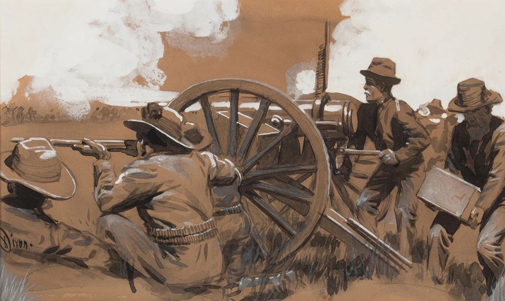 The Gatling Gun ca 1910 art print by Maynard Dixon for $57.95 CAD