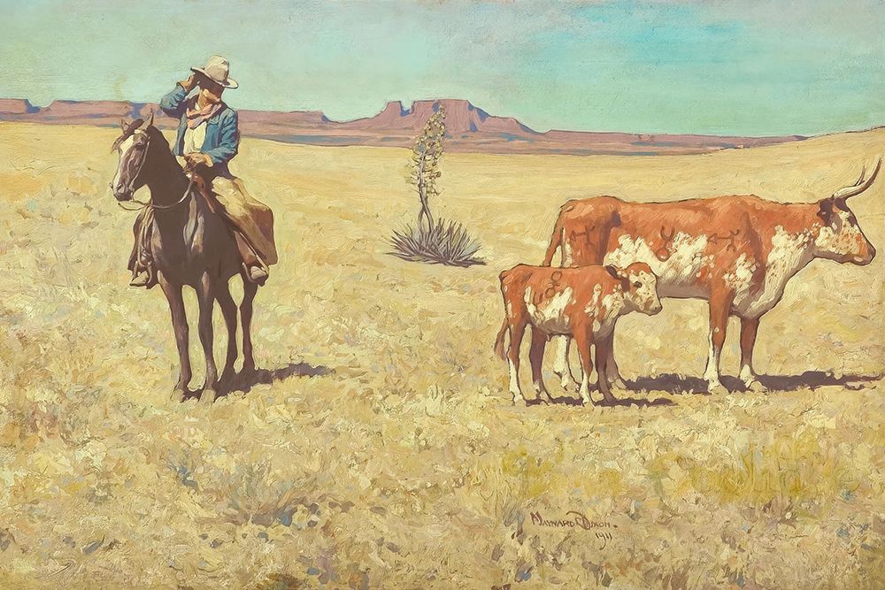 The Puzzled Cowboy 1911 art print by Maynard Dixon for $57.95 CAD