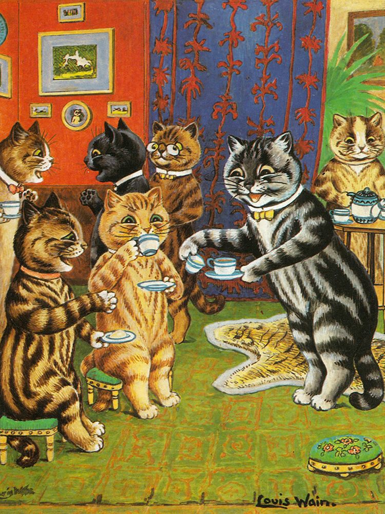 Afternoon Tea at Home art print by Louis Wain for $57.95 CAD
