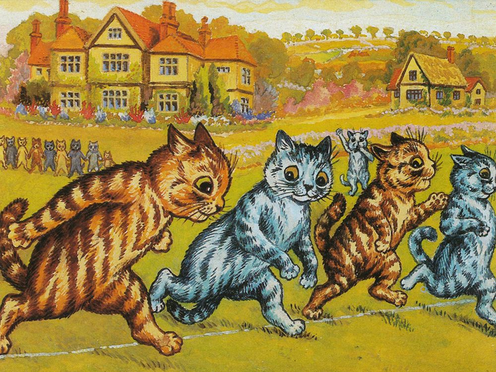 Cat Sports Day art print by Louis Wain for $57.95 CAD