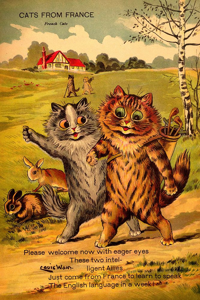 Cats of Many Lands 1914 - French Cats art print by Louis Wain for $57.95 CAD