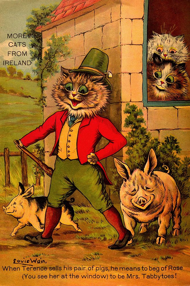 Cats of Many Lands 1914 - Irish Cats art print by Louis Wain for $57.95 CAD