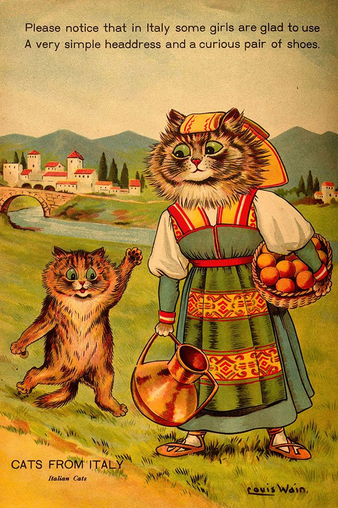 Cats of Many Lands 1914 - Italian Cats art print by Louis Wain for $57.95 CAD
