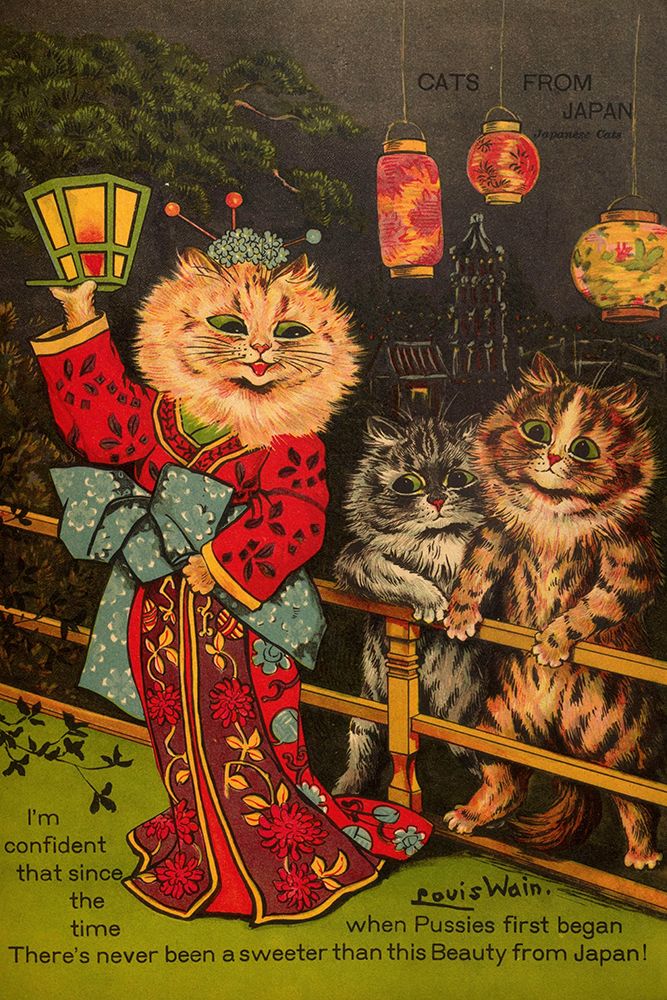 Cats of Many Lands 1914 - Japanese Cats art print by Louis Wain for $57.95 CAD