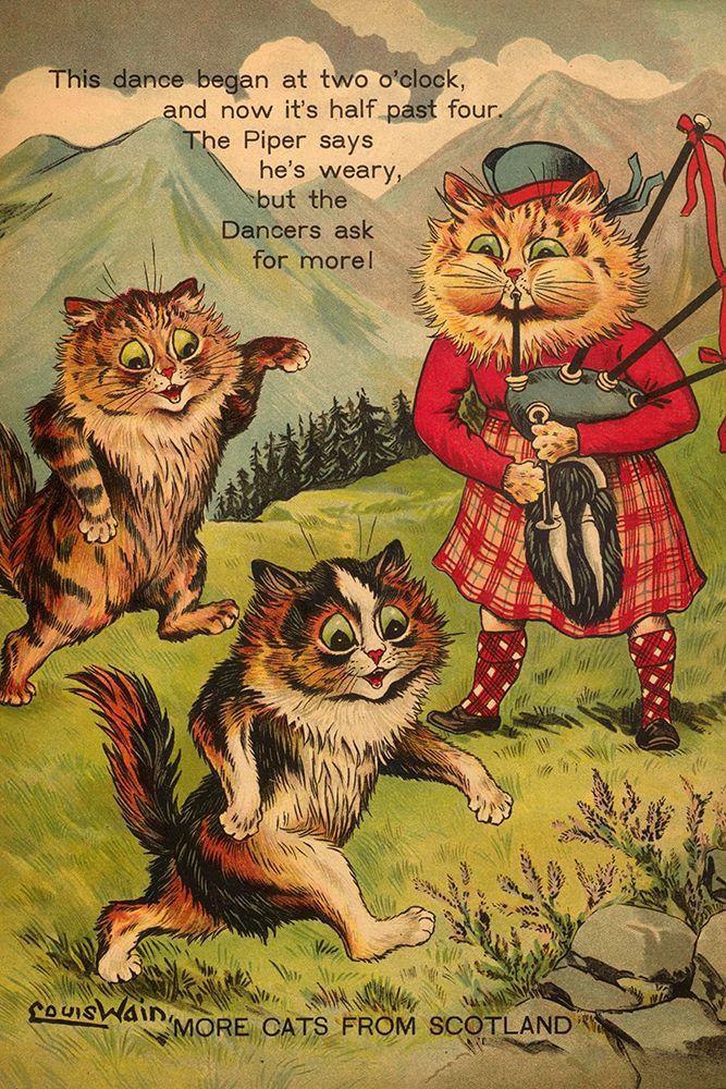 Cats of Many Lands 1914 - Scottish Cats art print by Louis Wain for $57.95 CAD