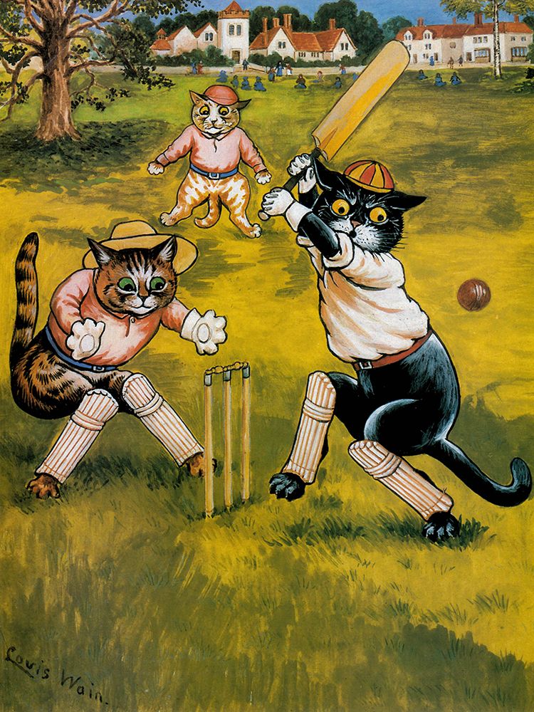 Cats Playing Cricket art print by Louis Wain for $57.95 CAD