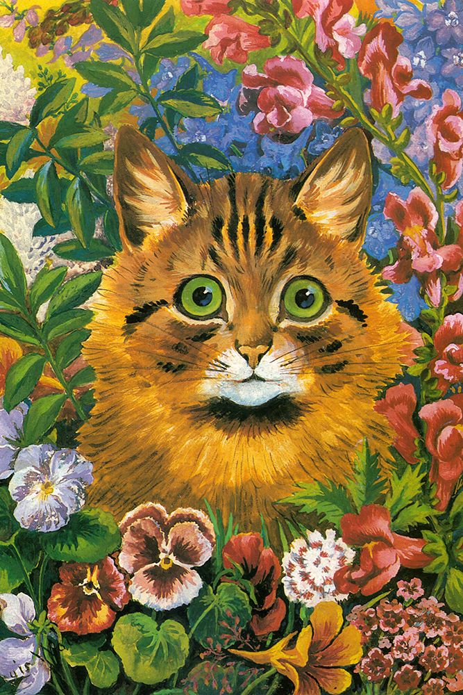 Floral Cat art print by Louis Wain for $57.95 CAD
