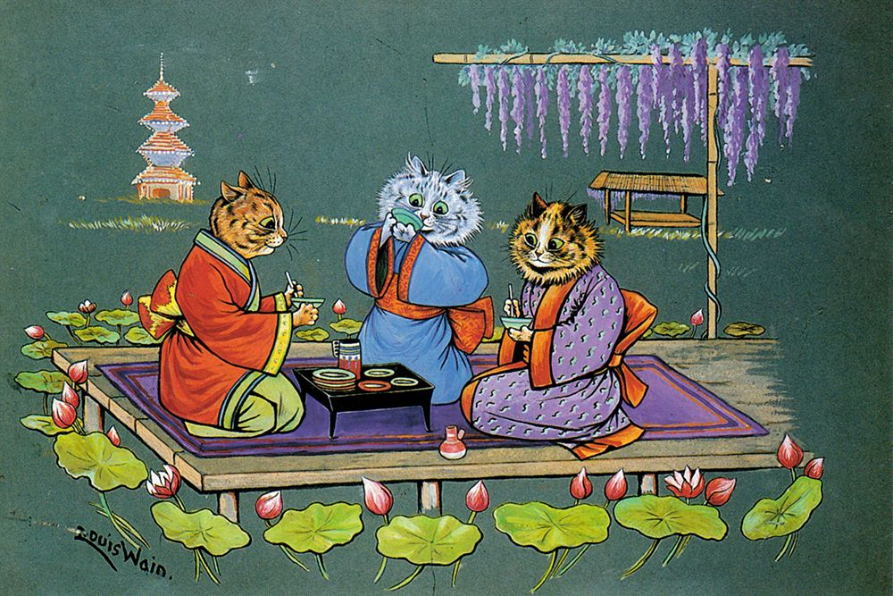 Japanese Cats 1910 art print by Louis Wain for $57.95 CAD