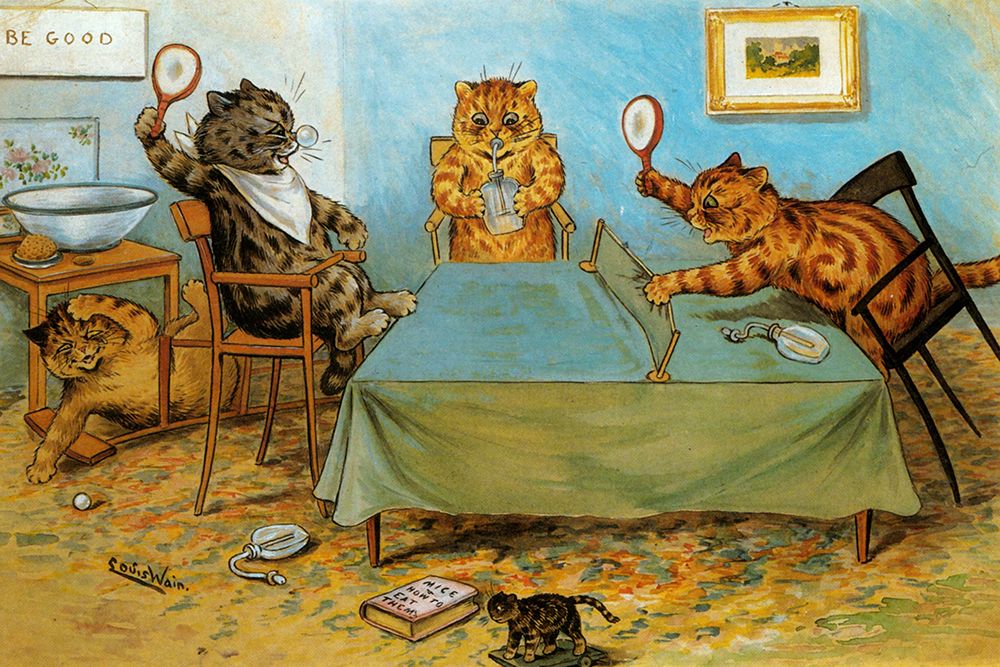 Kittens Ping Pong art print by Louis Wain for $57.95 CAD