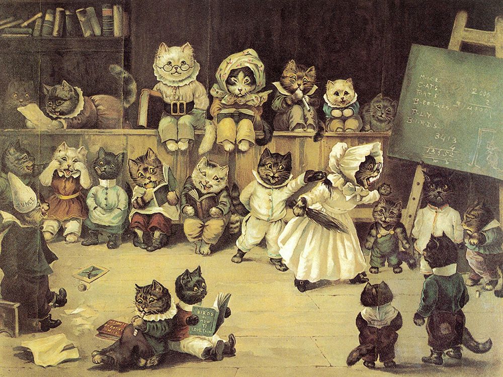 Madame Tabbys Establishment 1886 art print by Louis Wain for $57.95 CAD