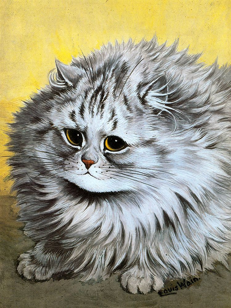 Miss Fluffy, the Grey Persian art print by Louis Wain for $57.95 CAD