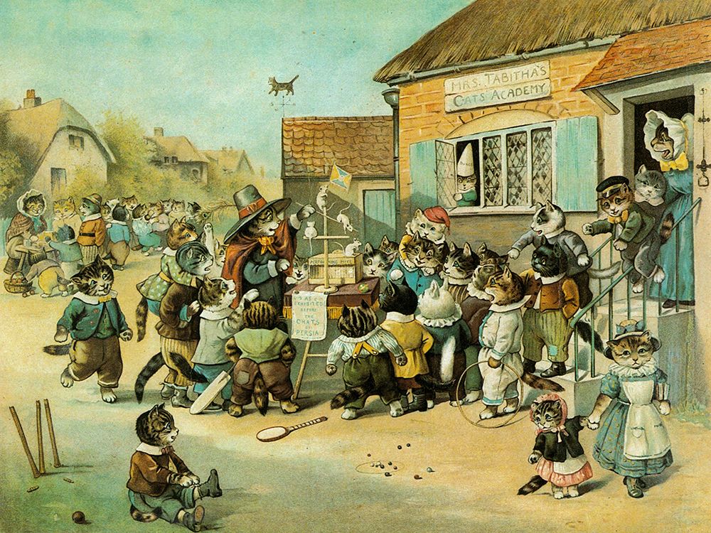 Mrs Tabithas Cats Academy art print by Louis Wain for $57.95 CAD