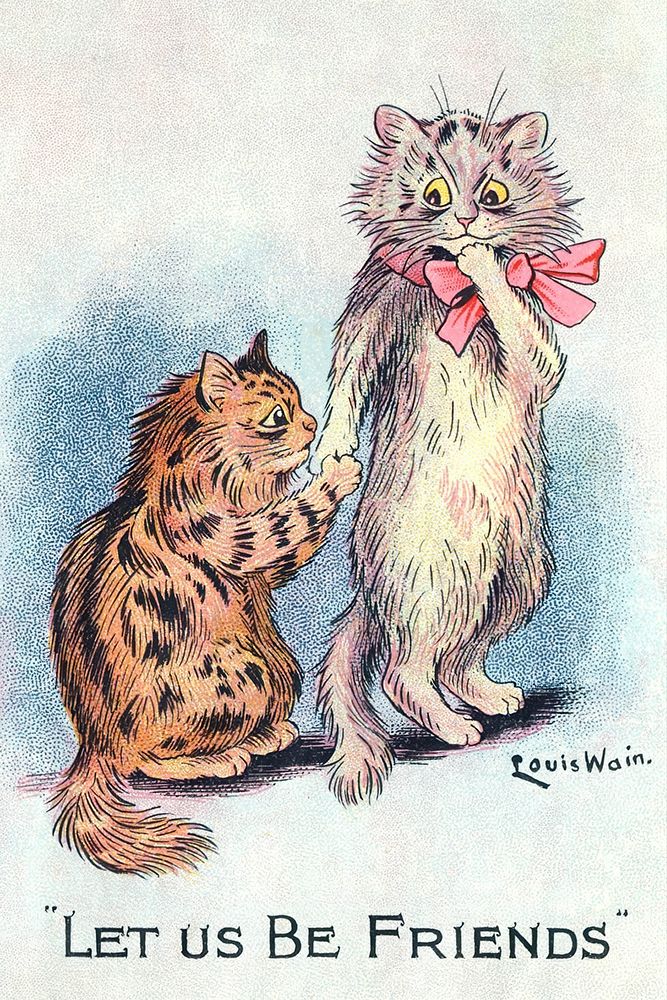 Postcard, Let us be Friends Cats art print by Louis Wain for $57.95 CAD