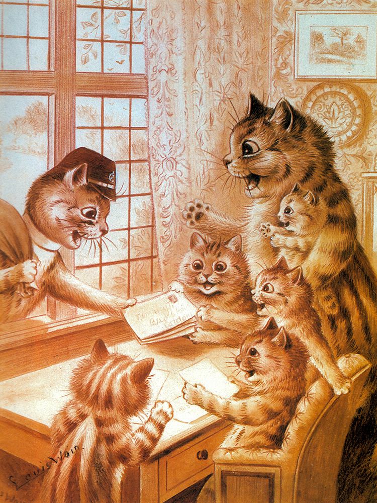 Postman Calls ca 1910 art print by Louis Wain for $57.95 CAD
