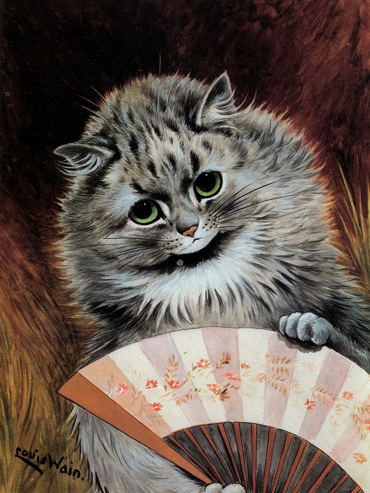 The Flirt with the Fan art print by Louis Wain for $57.95 CAD