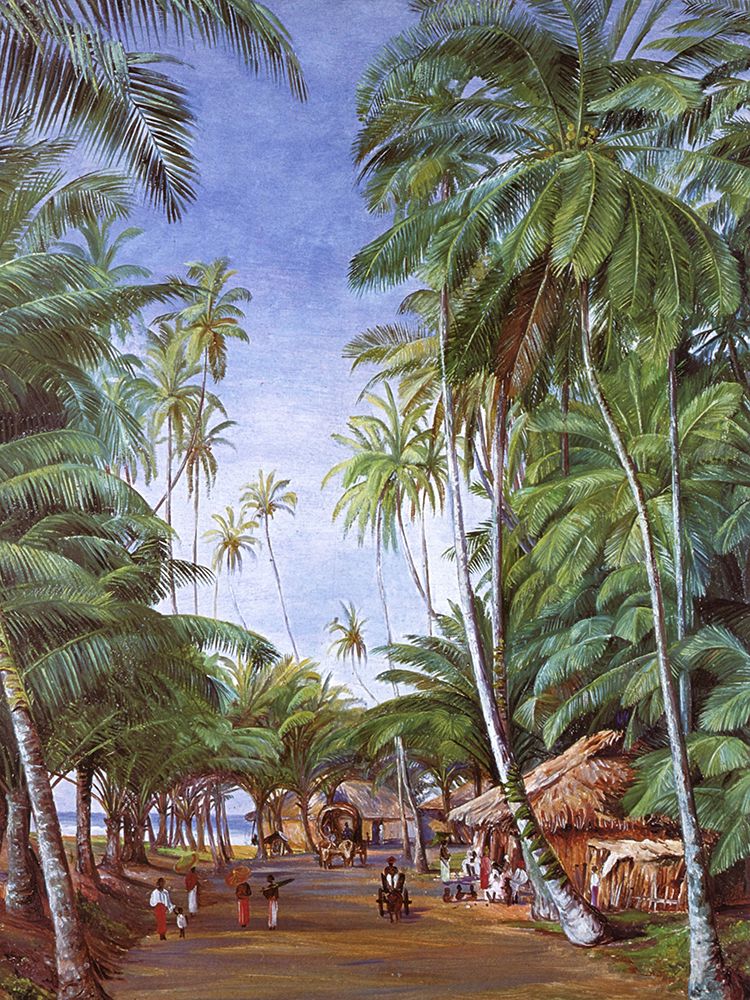 Roadside Scene with Coconut Trees, Ceylon art print by Marianne North for $57.95 CAD