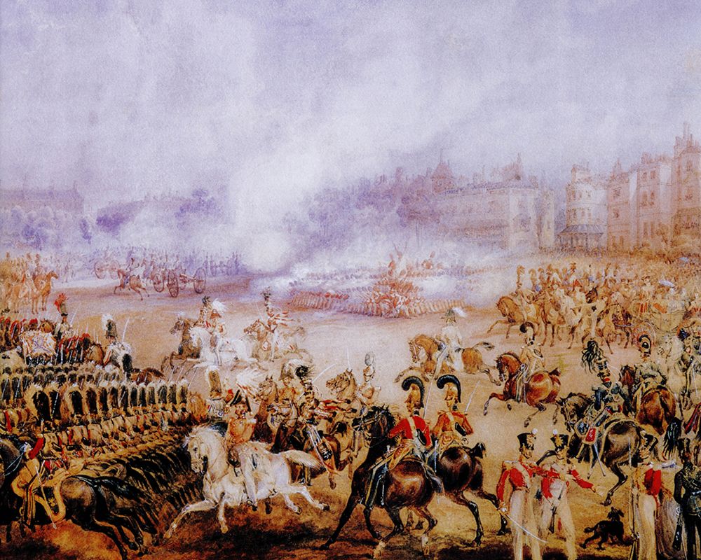 Victorias Accession Day Salute in Hyde Park 1837 art print by William Heath for $57.95 CAD