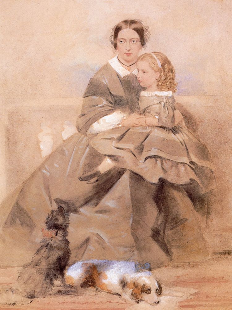 Queen Victoria and Beatrice in Mourning for Duchess of Kent 1861 art print by H Krano for $57.95 CAD