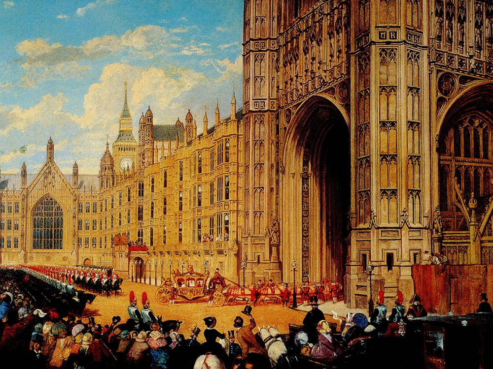 Victoria arriving at the State Opening of Parliament art print by David Roberts for $57.95 CAD