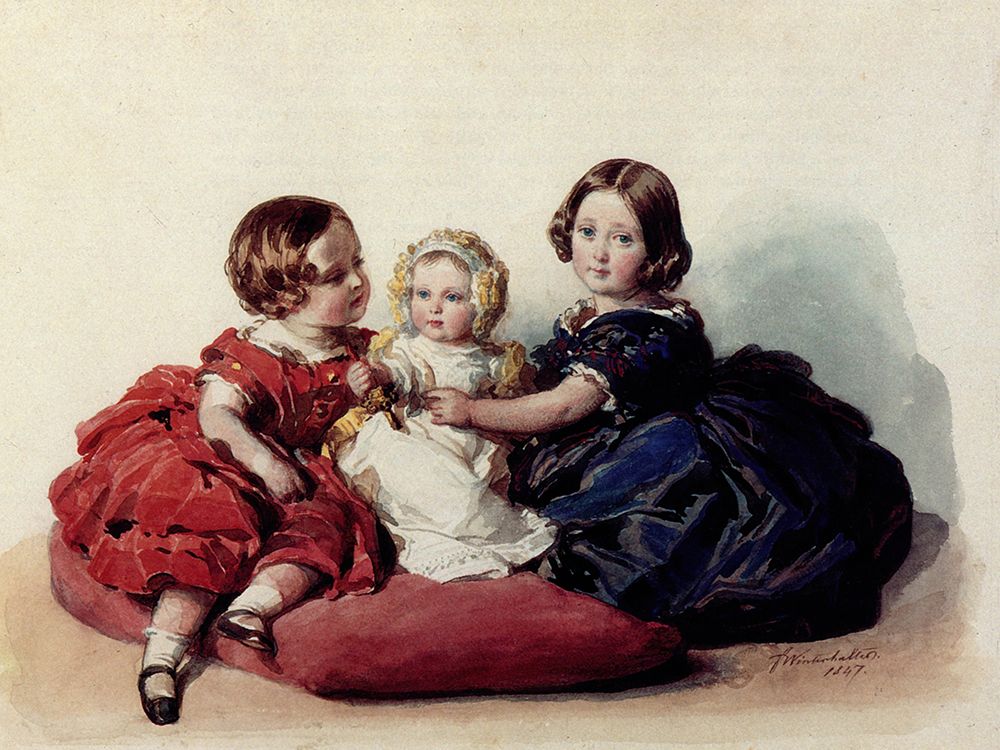 Affie, Helena and Alice, Victorias Children 1847 art print by Franz Xaver Winterhalter for $57.95 CAD