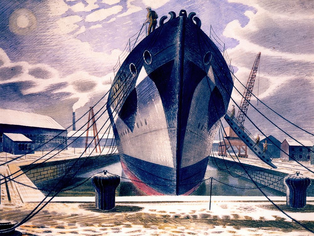 A Warship in Dock 1940 art print by Eric Ravilious for $57.95 CAD