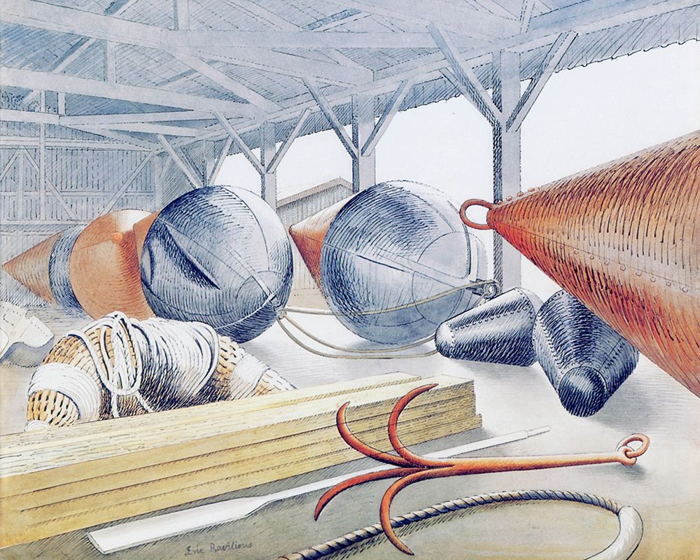 Buoys and Grappling Hook 1933 art print by Eric Ravilious for $57.95 CAD