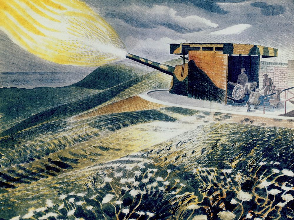 Firing a 9.2 inch Gun 1941 art print by Eric Ravilious for $57.95 CAD