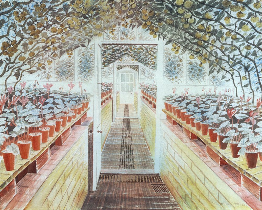 The Greenhouse, Cyclamen and Tomatoes 1935 art print by Eric Ravilious for $57.95 CAD