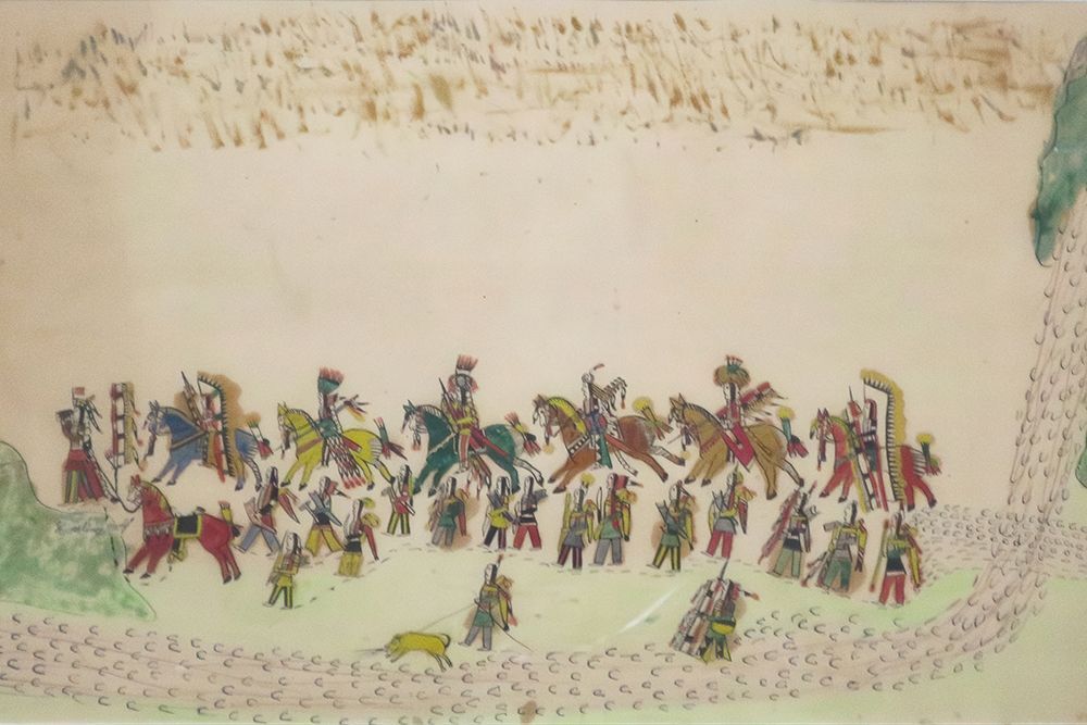 A Procession of Southern Cheyenne Warriors art print by Howling Wolf for $57.95 CAD