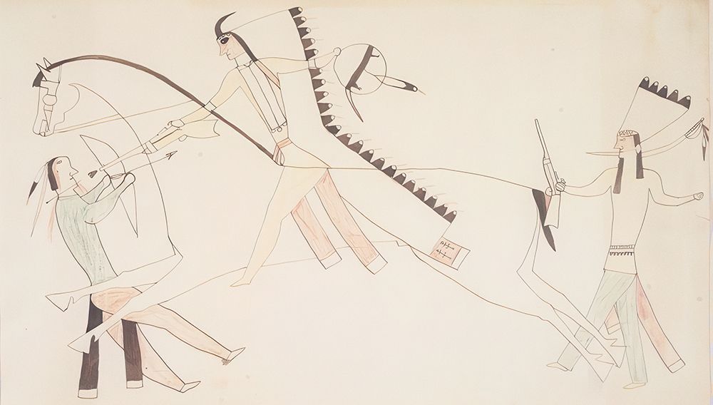 Cheyenne Native American Ledger Book Drawing No 1 art print by Ledger Book Art for $57.95 CAD