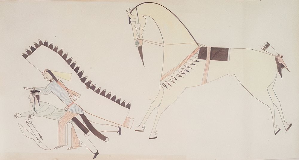 Cheyenne Native American Ledger Book Drawing No 2 art print by Ledger Book Art for $57.95 CAD