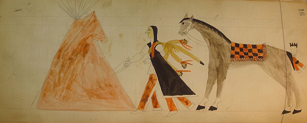 Cheyenne or Arapaho Drawing page 16 art print by Ledger Book Art for $57.95 CAD