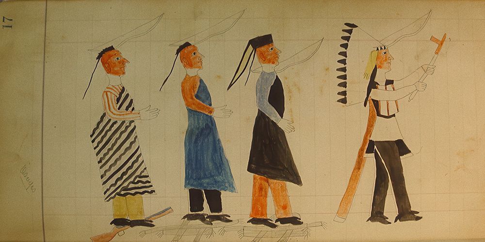 Cheyenne or Arapaho Drawing page 17 art print by Ledger Book Art for $57.95 CAD