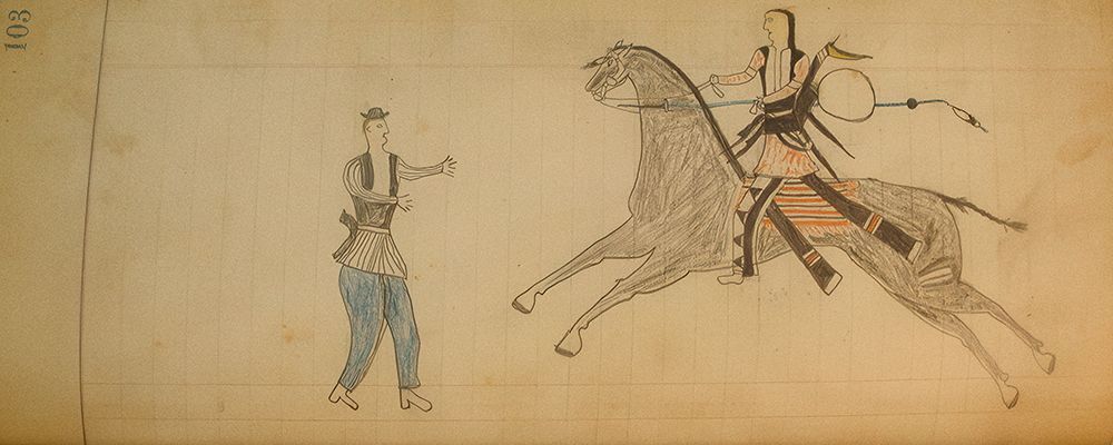 Cheyenne or Arapaho Drawing page 103 art print by Ledger Book Art for $57.95 CAD