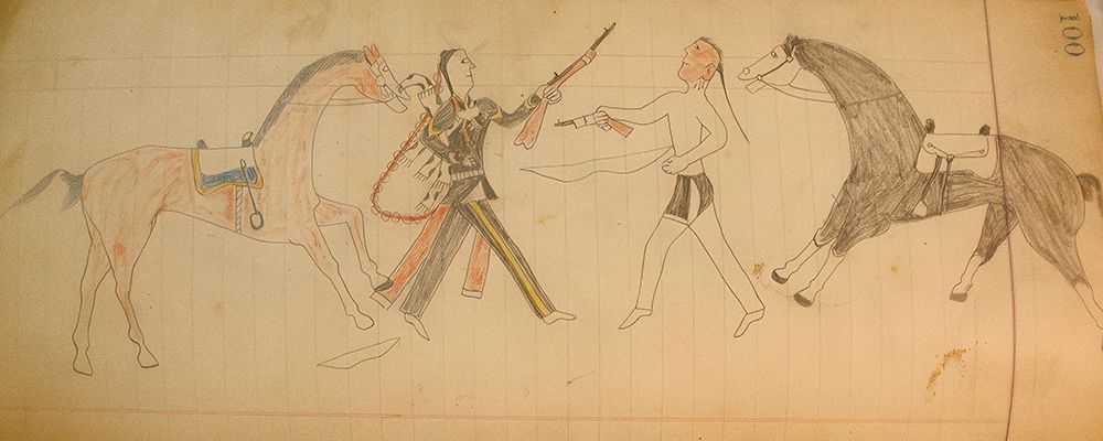 Cheyenne or Arapaho Drawing page 100 art print by Ledger Book Art for $57.95 CAD