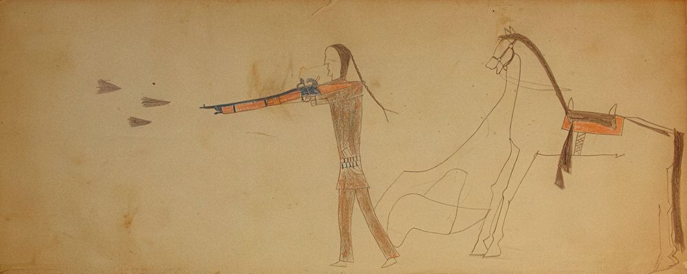 Indian Shooting Gun art print by Ledger Book Art for $57.95 CAD