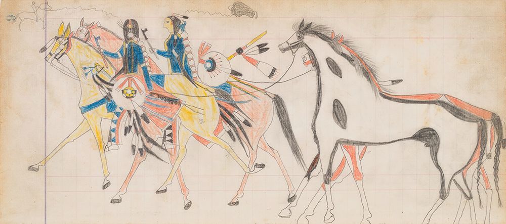 Two Native American Riders Leading Horses art print by Henderson Ledger Artist B for $57.95 CAD