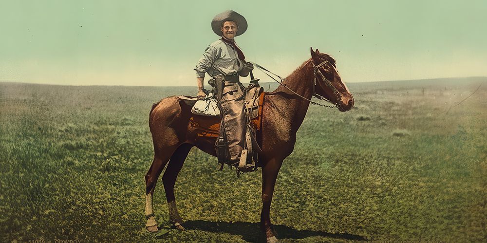 Arizona - Cowboy Ca 1898 art print by Vintage Photochrom United States for $57.95 CAD