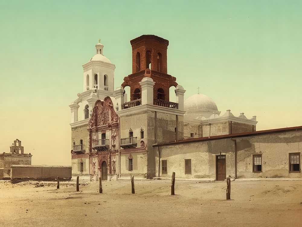 Arizona - San Xavier Mission Tucson Ca 1902 art print by Vintage Photochrom United States for $57.95 CAD