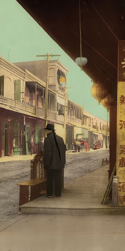 California - a Street in San Franciscos Chinatown Ca 1898 art print by Vintage Photochrom United States for $57.95 CAD
