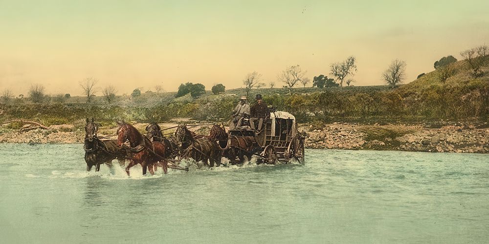 California - Fording the Santa Inez River Ca 1898 art print by Vintage Photochrom United States for $57.95 CAD
