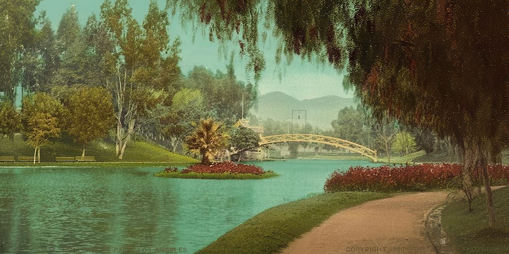 California - Hollenbeck Park Los Angeles Ca 1901 art print by Vintage Photochrom United States for $57.95 CAD